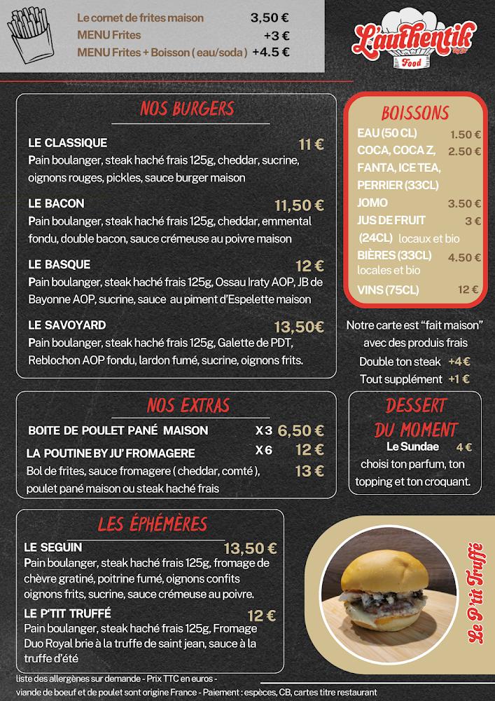 L'authentik By Ju' (Food truck) - Menu Image 1